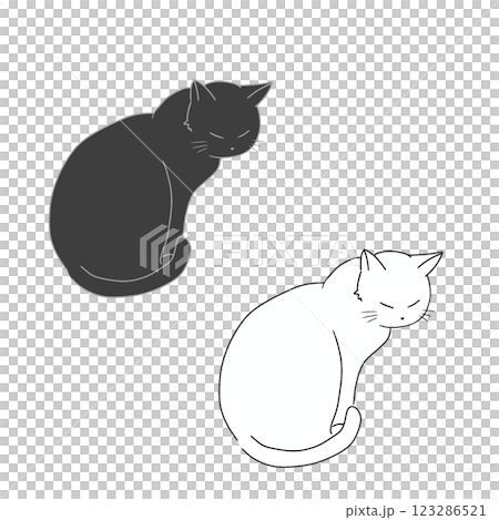 白と黒の猫 ワンポイントのイラスト素材 [123286521] - PIXTA