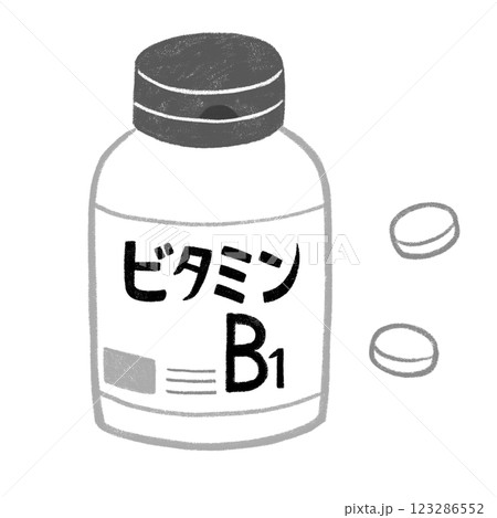 ビタミンB1のサプリメント白黒 ビタミンB1のサプリメント白黒 123286552