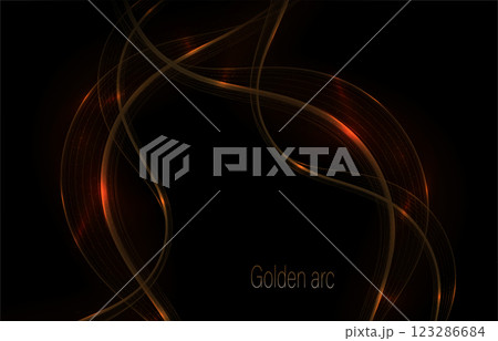 Isolated wavy golden illustration on black background 123286684