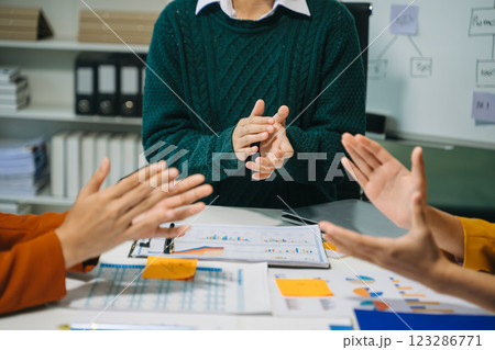 Business team meeting present.professional investor working with  Finance managers task. 123286771