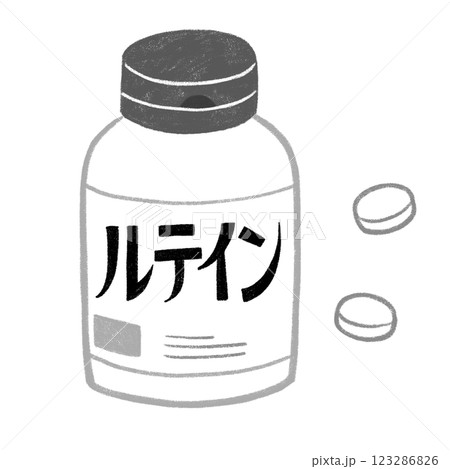 ルテインのサプリメント白黒 123286826