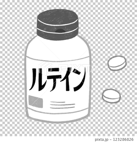 ルテインのサプリメント白黒 123286826