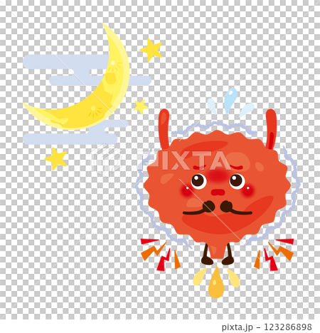 夜間頻尿を起こす膀胱のキャラクターイラスト 123286898
