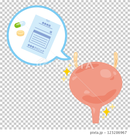 Illustration of a drug and a healthy bladder 123286967