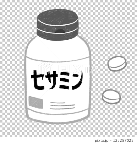 セサミンのサプリメント白黒 セサミンのサプリメント白黒 123287025