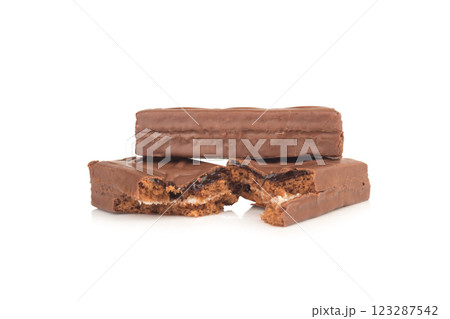 Chocolate bar isolated on white background 123287542