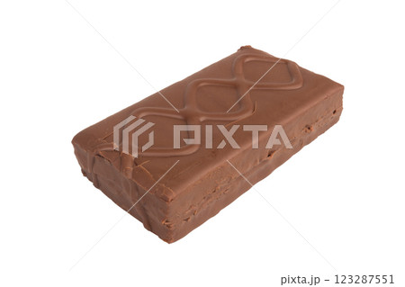 Chocolate bar isolated on white background 123287551