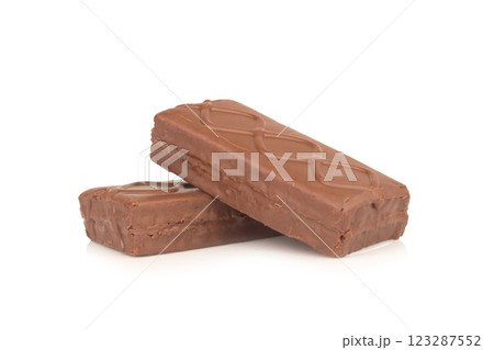 Chocolate bar isolated on white background 123287552