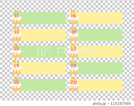 Birthday cake celebration line sticky note illustration set 123287569