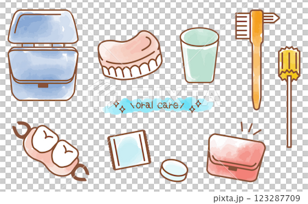 護理口腔護理水彩插圖集 護理口腔護理水彩插圖集 123287709