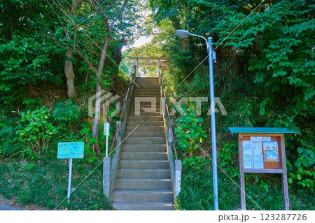 神奈川県川崎市多摩区の長尾神社(ながおじんじゃ)に向かう参道石段 123287726