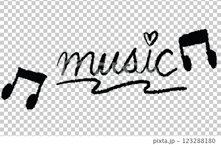 Hand drawn crayon illustration of music letter for font, typography, song melody, decoration, entertainment, fabric print, textile, clothing, sticker, tattoo, hobby, leisure time, patch, fridge magnet 123288180