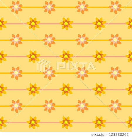 花の帯留めモチーフのパターン柄_オレンジ 花の帯留めモチーフのパターン柄_オレンジ 123288262