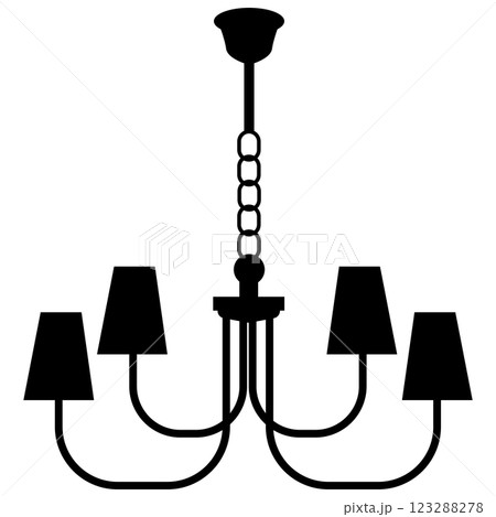 Chandelier icon. Hanging lamp sign. interior design element symbol. flat style. Chandelier icon. Hanging lamp sign. interior design element symbol. flat style. 123288278