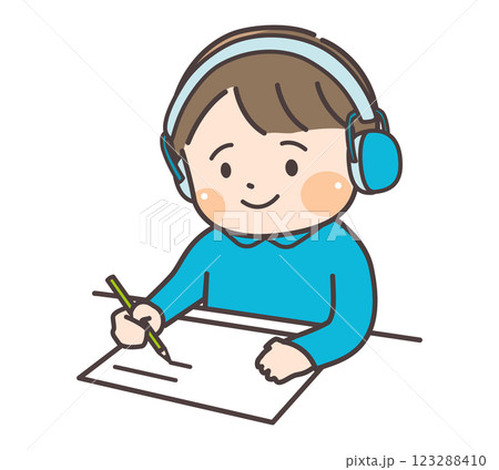 イヤーマフをつけた聴覚過敏がある男の子のイラスト 123288410