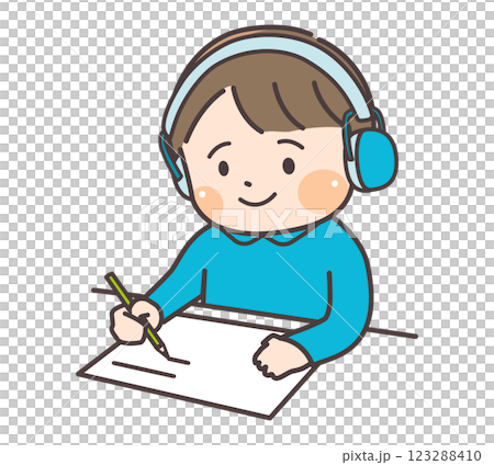 イヤーマフをつけた聴覚過敏がある男の子のイラスト 123288410