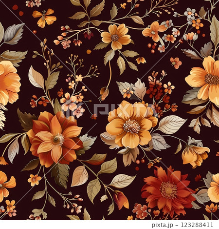 The seamless image combines warm yellows, bright oranges, and deep reds. The seamless image combines warm yellows, bright oranges, and deep reds. 123288411