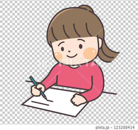 勉強する女の子のイラスト 123288414