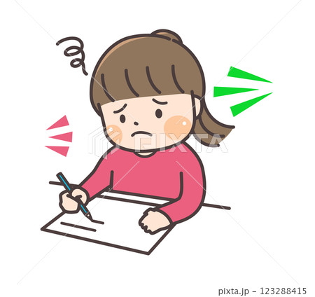 音に敏感で勉強に集中できない女の子のイラスト 123288415
