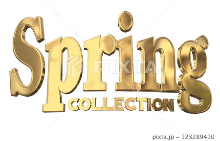 3DCG文字「Spring Collection(スプリングコレクション)」ゴールド,金 3DCG文字「Spring Collection(スプリングコレクション)」ゴールド,金 123289410