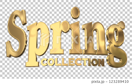 3DCG文字「Spring Collection(スプリングコレクション)」ゴールド,金 3DCG文字「Spring Collection(スプリングコレクション)」ゴールド,金 123289410