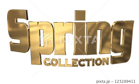 3DCG文字「Spring Collection（スプリングコレクション）」ゴールド,金 123289411