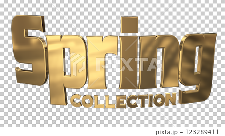 3DCG文字「Spring Collection（スプリングコレクション）」ゴールド,金 123289411