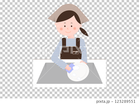 A female clerk washing dishes 123289551
