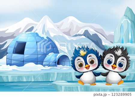 Playful Penguins in Icy Wonderland Playful Penguins in Icy Wonderland 123289905