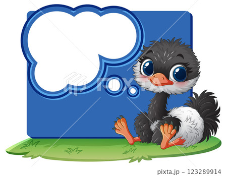 Cute Ostrich with Thought Bubble Cute Ostrich with Thought Bubble 123289914