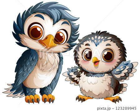 Adorable Baby Owls in Vector Art 123289945