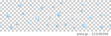 Blue water bubbles watercolor seamless border isolated on white. High quality hand-drawn monochromatic illustration for notebooks, posters, wallpaper, textile, beach towel, wrapping paper and room 123290309