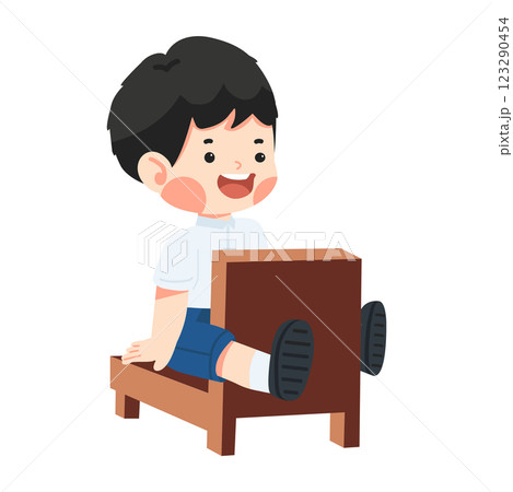 young child sitting quietly on a chair young child sitting quietly on a chair 123290454