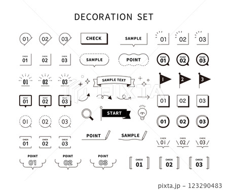 ポイントとチェックのナンバリング・アイコン イラスト素材 リボン ベクター 旗 吹き出し セット ポイントとチェックのナンバリング・アイコン イラスト素材 リボン ベクター 旗 吹き出し セット 123290483