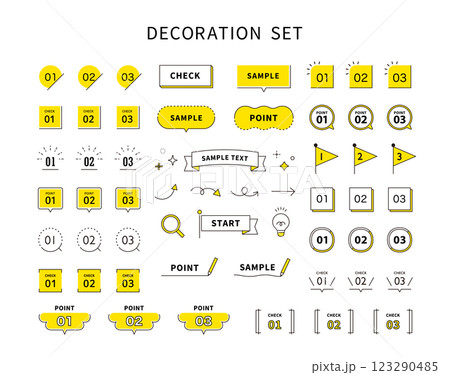 ポイントとチェックのナンバリング・アイコン イラスト素材 リボン ベクター 旗 吹き出し セット ポイントとチェックのナンバリング・アイコン イラスト素材 リボン ベクター 旗 吹き出し セット 123290485