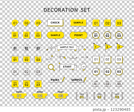 ポイントとチェックのナンバリング・アイコン イラスト素材 リボン ベクター 旗 吹き出し セット ポイントとチェックのナンバリング・アイコン イラスト素材 リボン ベクター 旗 吹き出し セット 123290485