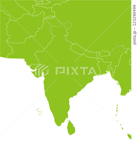 インドとパキスタン周辺の地図、ナチュラルな色 123290499