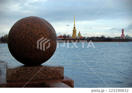 Granite Sphere and Peter and Paul Fortress 123290632