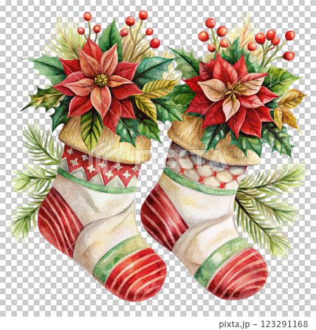 Socks Flowers Clipart Watercolor 123291168