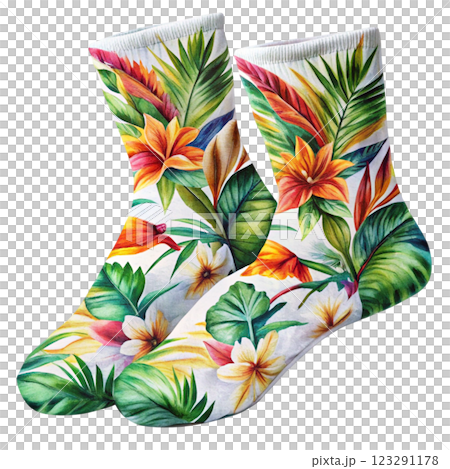 Socks Flowers Clipart Watercolor 123291178