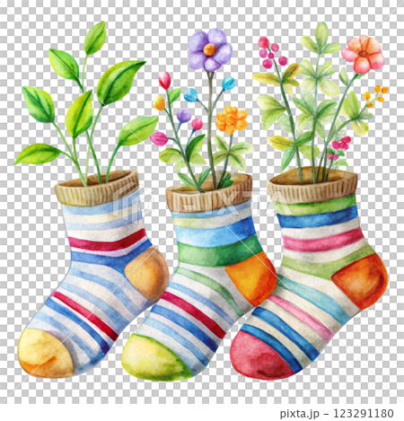 Socks Flowers Clipart Watercolor Socks Flowers Clipart Watercolor 123291180