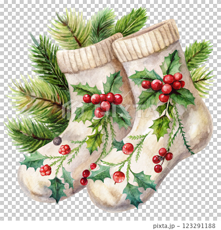 Socks Flowers Clipart Watercolor 123291188