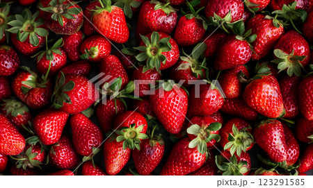 Freshly picked strawberries arranged in vibrant background. Generative AI Freshly picked strawberries arranged in vibrant background. Generative AI 123291585