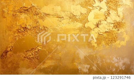 Luminous gold painting with textured surfaces and subtle gradients, creating a rich and abstract visual experience. 123291746