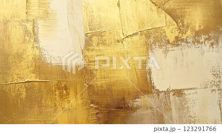 Golden strokes of abstract art capture light and texture, creating a mesmerizing visual dance of color and form, radiating timeless elegance. 123291766
