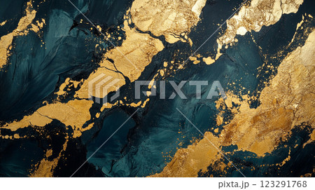 Abstract artwork featuring a blend of rich golden hues and deep, tranquil blues creating a fluid, organic pattern with artistic flair. Abstract artwork featuring a blend of rich golden hues and deep, tranquil blues creating a fluid, organic pattern with artistic flair. 123291768