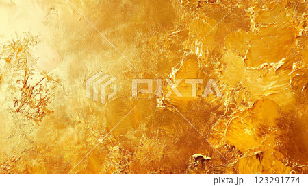 Luminous gold texture shimmers with depth. Rich hues create an alluring surface, embodying opulence and artistry. Abstract golden background. Luminous gold texture shimmers with depth. Rich hues create an alluring surface, embodying opulence and artistry. Abstract golden background. 123291774