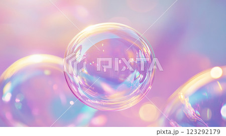 Iridescent bubbles float ethereally, catching light in a dreamlike dance of color, creating a mesmerizing visual effect. Iridescent bubbles float ethereally, catching light in a dreamlike dance of color, creating a mesmerizing visual effect. 123292179