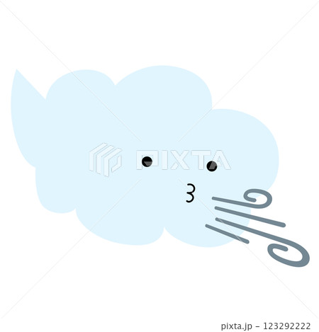 かわいい顔の雲と風のイラスト素材 [123292222] - PIXTA