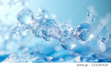 Molecular structure representing water in a scientific illustration. Generative AI 123292420